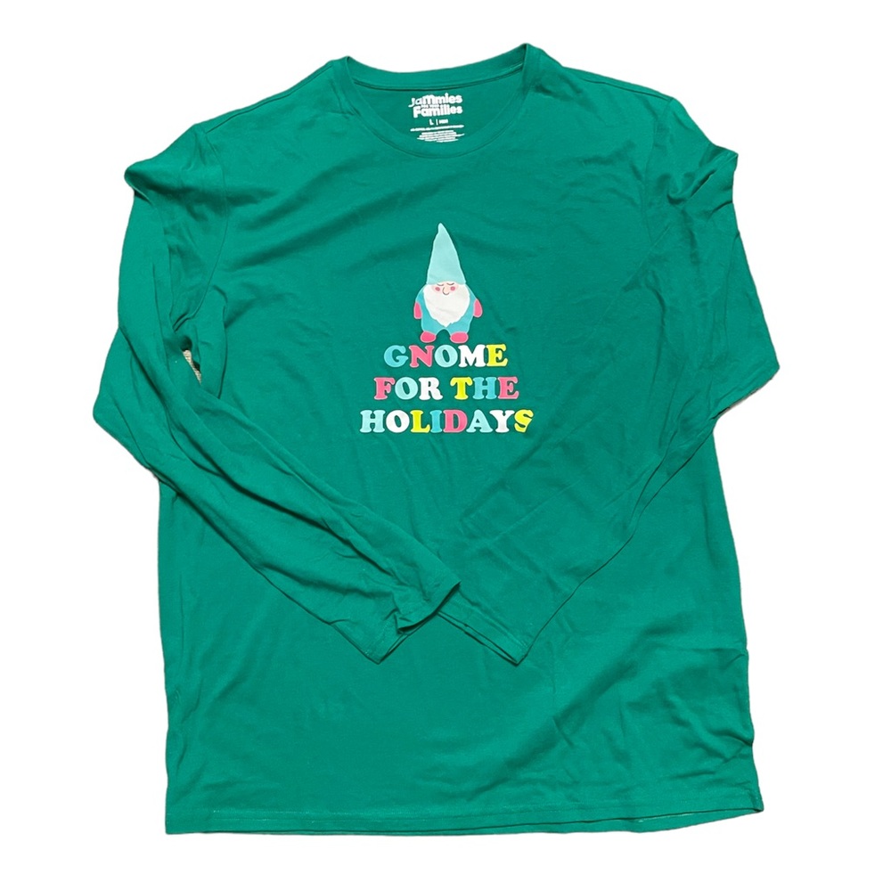 Gnome for the Holidays Green Long Sleeve Pajama Shirt, L